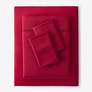 new Charter Club Damask Solid 550 TC Cotton QUEEN Sheet Set in POMEGRANATE